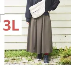 おかだゆりワイドパンツ　ツイルラップワイドパンツ　濃緑色　3L
