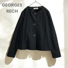 GEORGES RECH ノーカラージャケット 黒 コットン 40 大きいサイズ