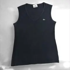 ラコステLACOSTE ノースリーブ VネックTシャツ　トップス　黒M（C2