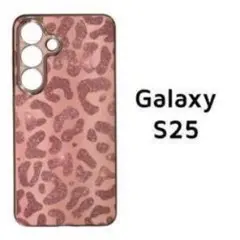 Galaxy S25 ケース ピンク レオパード ヒョウ柄 メッキ風