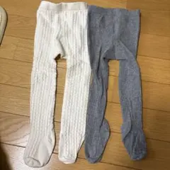 H&M ベビータイツ 2点セット アイボリー グレー