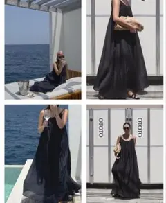 room306 キャミワンピ sheer black open camisole