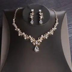 ネックレス&ピアス(イヤリング) ゴールド ジルコニア ウェディングアクセサリー