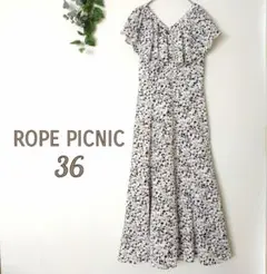 ロペピクニック♡36♡半袖ロングワンピース ボタニカル柄 総柄 後ろリボン