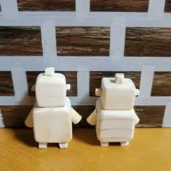 木製 ロボット風 ミニチュア フィギュア 2体セット ハンドメイド