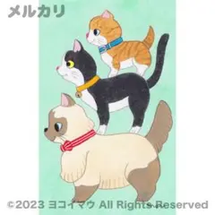 原画「猫ブレーメン B」絵画/イラスト/アート/ラグドール/黒猫/マンチカン