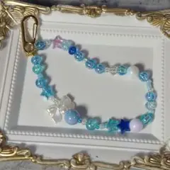 ビーズ 星 リボン ストラップ