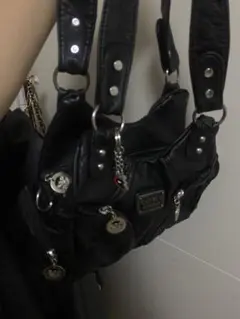 ブラックショルダーバッグ 合成皮革