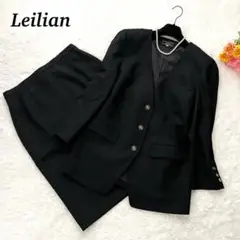 【美品】Leilian セットアップ 大きいサイズ ブラック 金ボタン 13