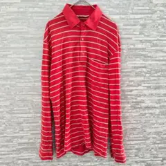 アーノルドパーマー ✨レッドストライプ 長袖ポロシャツ M ボーダー　個性的