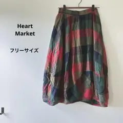 ハートマーケット　マルチカラー フレアスカート　フリーサイズ　カジュアル　秋色