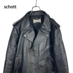 schott ダブル レザー ライダース ジャケット 黒 牛革