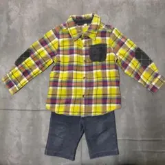 男の子 子供服：長袖シャツ（100サイズ）チェック柄