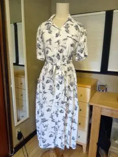アロハ柄 シャツワンピース ベルト付き