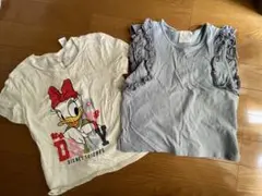H&M デイジーTシャツと水色ノースリーブset 110
