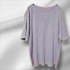 薄紫色 半袖Tシャツ 刺繍入り