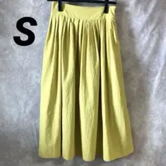 美品⭐️イエロー フレアスカート　無地　S