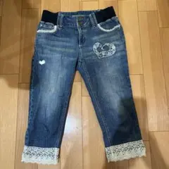 デニム　クロップドパンツ　レース