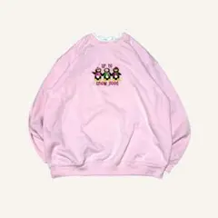 USA古着 ペンギン刺繍裏起毛スウェット トレーナー ピンク 大きいサイズ3XL