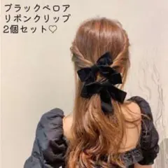 ベロアヘアクリップ 2個セット 上品 女子 ヘアアクセサリー クリップ 韓国