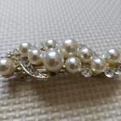バレッタ　パール　結婚式　髪飾り