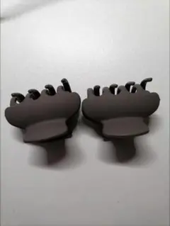 ダークブラウン ヘアクリップ 2個セット