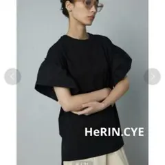 美品♡HeRIN.CYE ブラック フリル半袖Tシャツ FREEサイズ