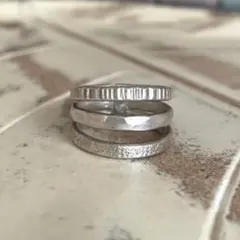 SV925刻印✴︎シルバー三連リング✴︎着画あり