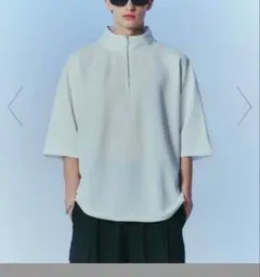 takeo kikuchi 【新品　タグ付】ハーフジップ 半袖 ホワイト
