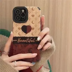 iPhone15ProMax スマホケース　ハート　レオパード 【新入荷】 韓国