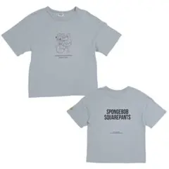 ライトオン スポンジボブ くすみブルー 青 ロゴ Tシャツ 半袖 トップス