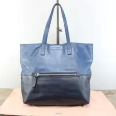 MIU MIU ミュウミュウロゴバイカラーレザートートバッグ