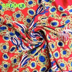 希少品✨シャネル スカーフ 宝石柄 チェーン パール ココマーク シルク レッド