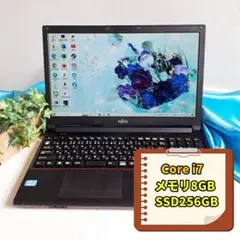 【黒】メモリ8GB&新品高速SSD✨ワード&エクセル✨富士通ノートパソコン✨49