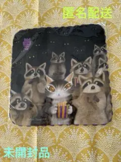 わちふぃーるど　ダヤン　アート刺繍ミニタオル　アライグマ