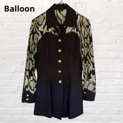 Balloon♡装飾デザイン ジャケット 花柄ボタン 個性的 派手 羽織 黒 M