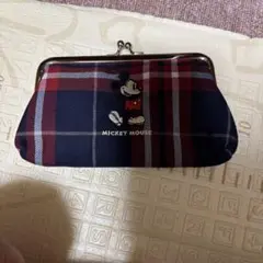 ミッキーマウス がま口財布 チェック柄