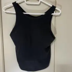黒リブタンクトップ パット付き