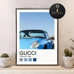 インテリアポスター ヴィンテージ車 空色 ボディ 近景 フォト 上品 洗練 静穏