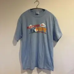00s 古着　プリントt 水色　M