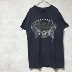 ラスケー　半袖Tシャツ　ビッグロゴ　黒白　王冠　エンジェル　ロゴ　春夏　ゴシック