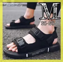 新品 メンズ レディース スポーツサンダル ビーチサンダル ブラック 25 26