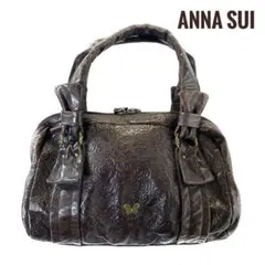 美品 定価3.2万 ANNA SUI 型押しレザーハンドバッグ ブラウン