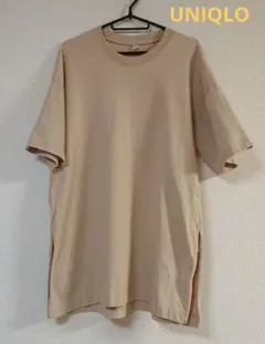 ユニクロ オーバーサイズ チュニック Tシャツ ベージュ