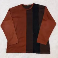 コムサイズム Lサイズ メンズ長袖Tシャツ 茶色 異素材切り替え