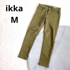 【イッカ】裏起毛パンツ M カーキ 綿67% 秋冬