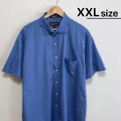 USA古着　半袖シャツ　XXL　ブルー　青　ストライプ柄　コットン　KOHL’S