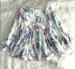 【美品】グレースコンチネンタル ダイアグラム　水彩フラワー シフォンブラウス