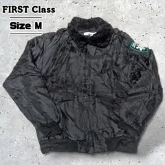 FIRSTCLASS企業ロゴフライトジャケット無地ブラック短丈USA古着M