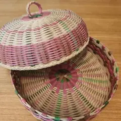 【新品未使用】ナチュラル　ピンクバスケット